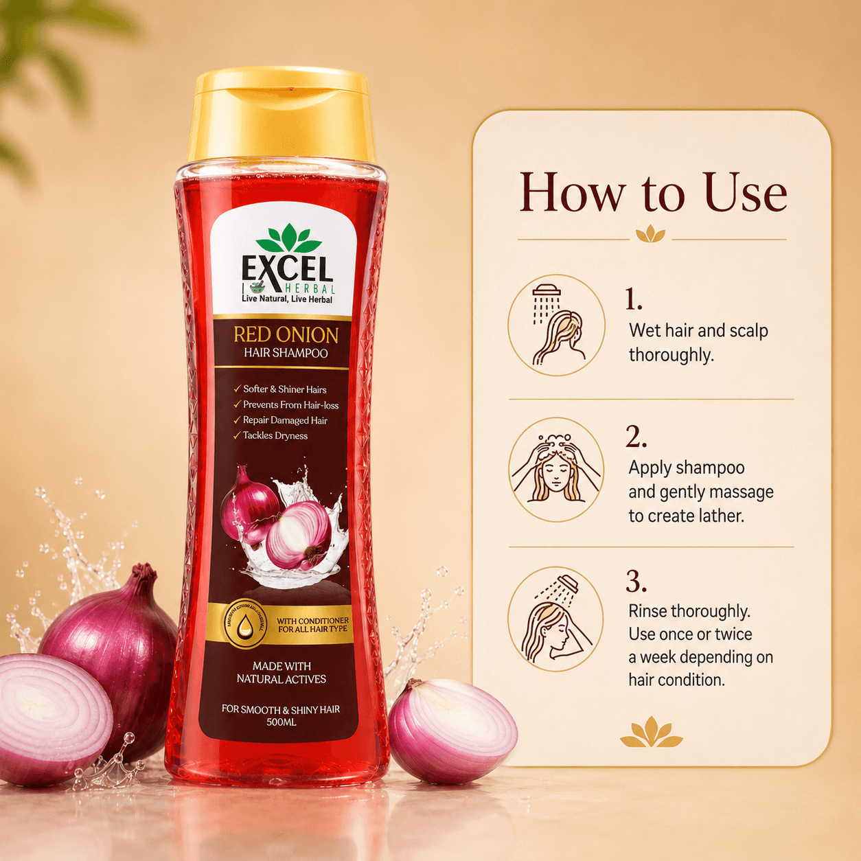 Excel Herbal Red Onion Hair Shampoo – 500 ml - Image 5