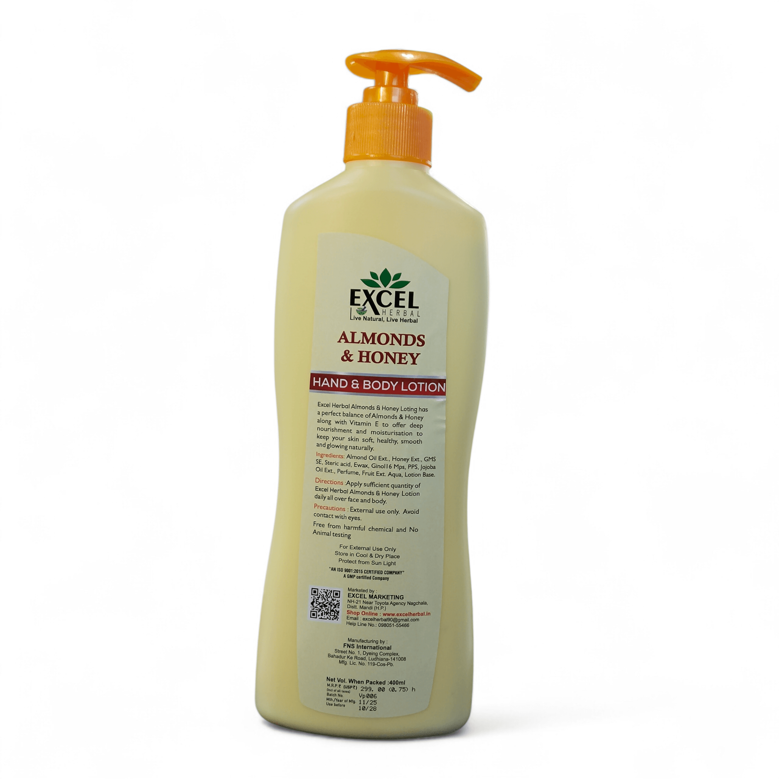 Excel Herbal Almonds & Honey Nourishing Hand & Body Lotion – 400ml - Image 2