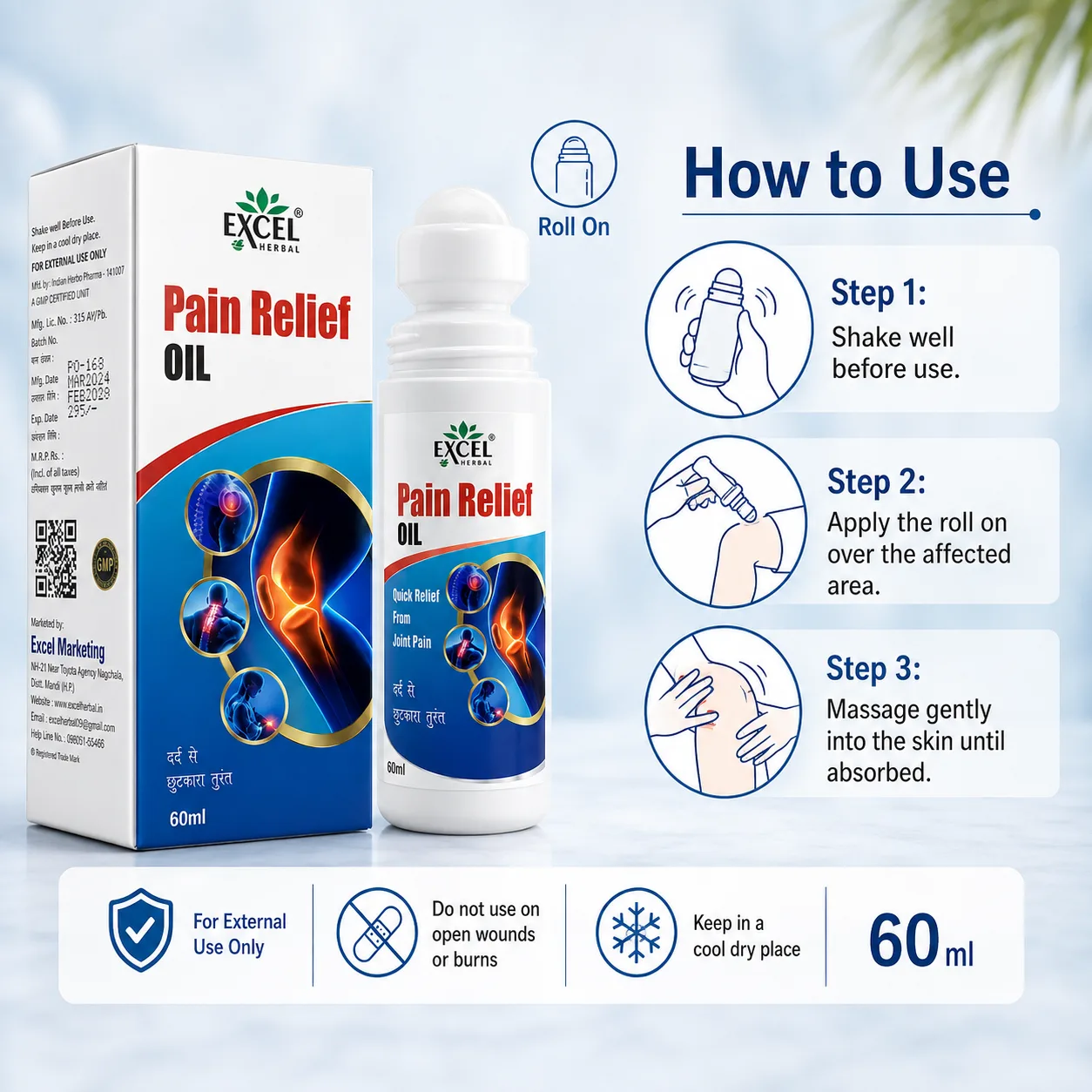 Excel Herbal Pain Relief Oil - Image 2