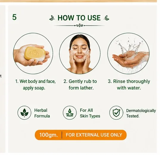 Excel Herbal Haldi Chandan Soap (4 Pcs Set) - Image 5